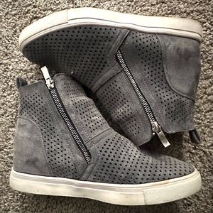 Gray Perforated High-Top Sneakers